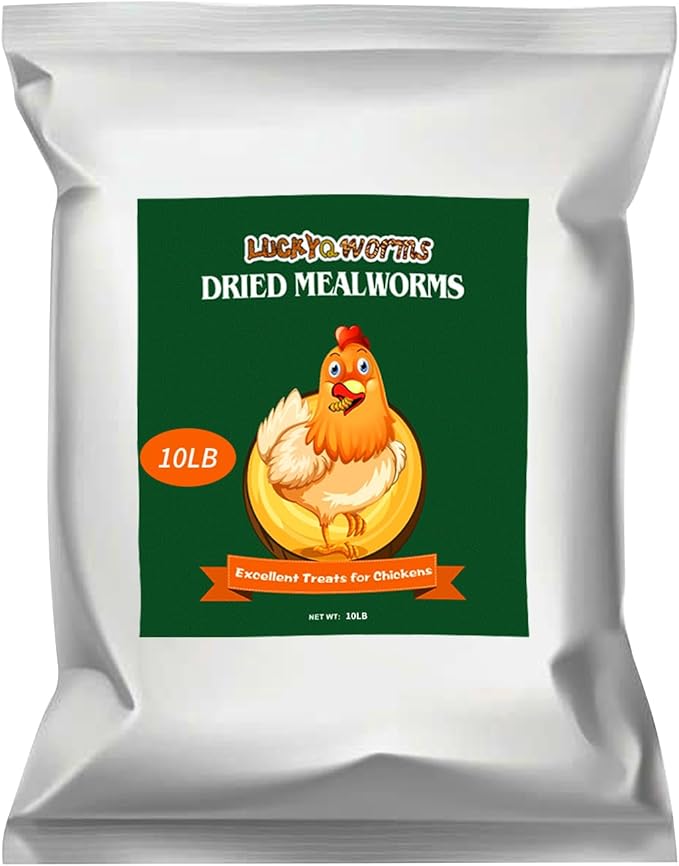 10lbs Mealworms, High-Protein Dried Mealworms for Birds, Chickens, Turtles, Fish, Hamsters and Hedgehogs, Non-GMO and Chemical Free, All Natural Animal Feed