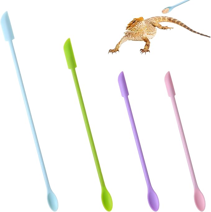 4Pcs Reptile Feeding Spoon Crested Gecko Food Mixing Spoon fit Lizard Gargoyle Bearded Dragon