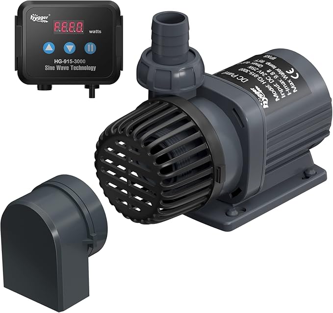 hygger 24V DC Water Pump Quiet Inline/Submersible Saltwater Aquarium Pump with LCD Display Controller 800 GPH Return Pump for Coral Reef Tank Sump
