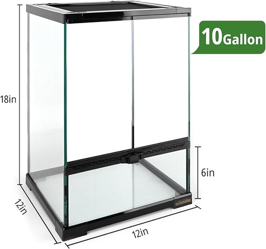 11 Gallon Reptile Glass Tank Vertical Terrarium 12"x12"x18" Habitat Enclosure with Front Openning Door and Top Screen Ventilation for Geckos, Snakes,Tree Frogs,Chameleon