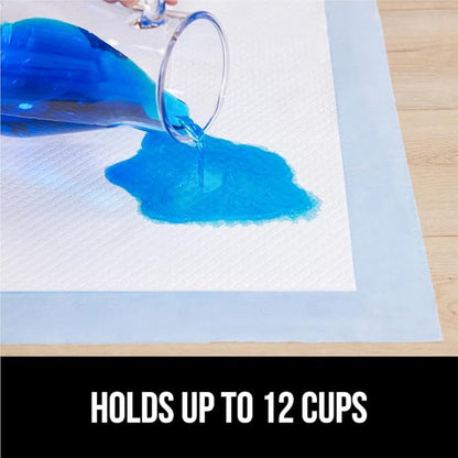 Gorilla Guard Disposable Puppy Pads, 100 Count 28x34 in, 5 Layer Pee Pads for Dogs, Absorbent Diaper Changing Pad, Dog Potty Training Supplies, Quick Dry Pet Housebreaking Essentials for Puppies