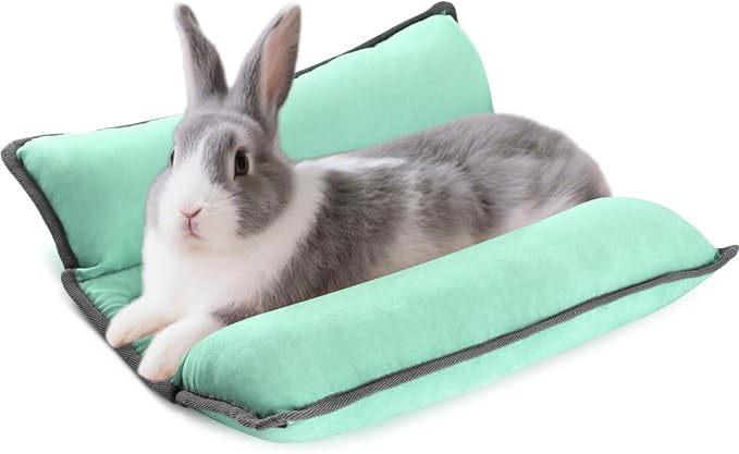 Rabbit Bed, Washable Bunny Pillow, Reversible Lounger Pad, Soft Small Animal Bedding, Stress Relief Pet Mat for Kittens, Guinea Pigs, Puppies