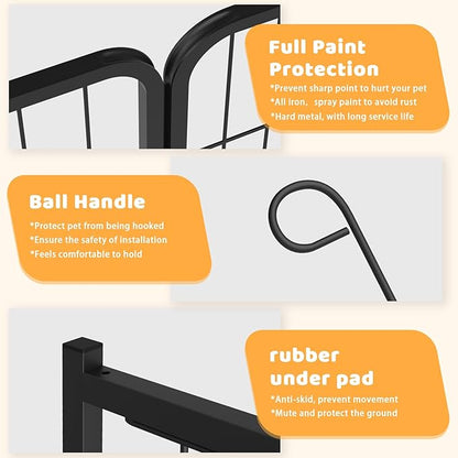 OFIKA Heavy Duty Metal Dog Playpen for Medium/Small Animals, 8 Panels 32”Height x 27" Width, Dog Fence Exercise Pen with Doors, Pet Puppy Outdoor Playpen Pen for Outdoor, Indoor, RV, Camping, Yard