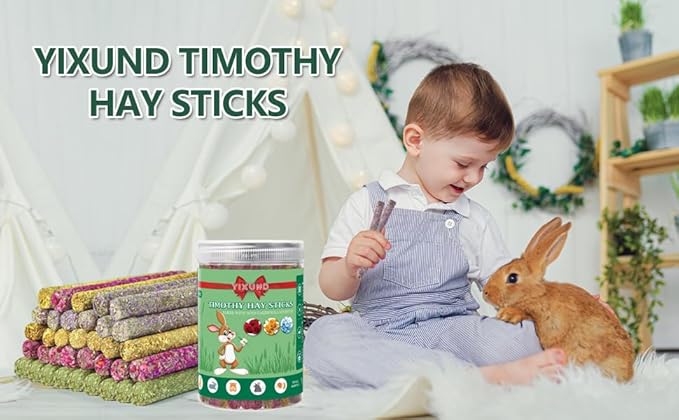40PCS Rabbit Chew Sticks with Lavender, Timothy Hay, Calendula, Rose,Bunny Chew Toys, Guinea Pig Toys, Chinchilla Toys - Healthy Teeth & Boredom Relief Safe for Small Rodents