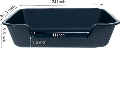 1 Pack Extra Large Dog Litter Box Pan Tray (ABS Material), Low Entry Jumbo Senior Litter Boxes for Multiple Kitten Big Cats, Pet Safe Indoor Dog Potty (Dark Blue, 24" L x 20" W)