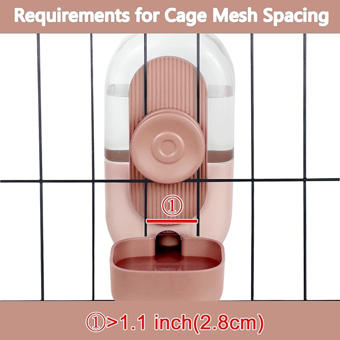 28oz Hanging Automatic Water Dispenser，Rabbit Water Bottle,Bunny Guinea Pig Ferret Water Bowl for Cage,Suitable for Small Animal Puppies(Cage Grid Spacing Over 1.2'')