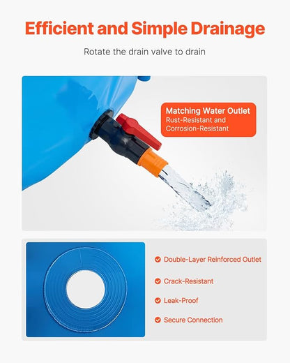 VEVOR Canvas Fish Pond, 1320 Gal Capacity Above Ground Fish Pond, Foldable PVC Koi Tank, Round Goldfish Tank with Stable Frame and Drain Valve, for Aquaculture, Koi Breeding, and Irrigation (Blue)