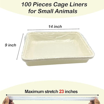 Disposable Small Animal Cage Liners, Rabbit Tray Film Liner Bunny Litter Pan Bags Guinea Pig Cage Toilet Plastic Film for Bird Hamster Chinchilla Hedgehog (100 PCS, 23'')