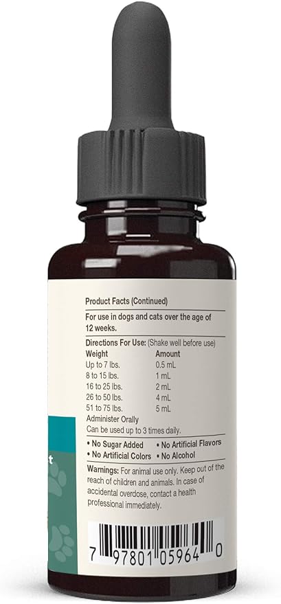 NaturVet – Hemp Quiet Moments Calming Drops - 4 oz – Enhanced with Hemp Seed Oil, L-Tryptophan & Ginger – Helps Reduce Stress & Promote Relaxation – for Dogs & Cats