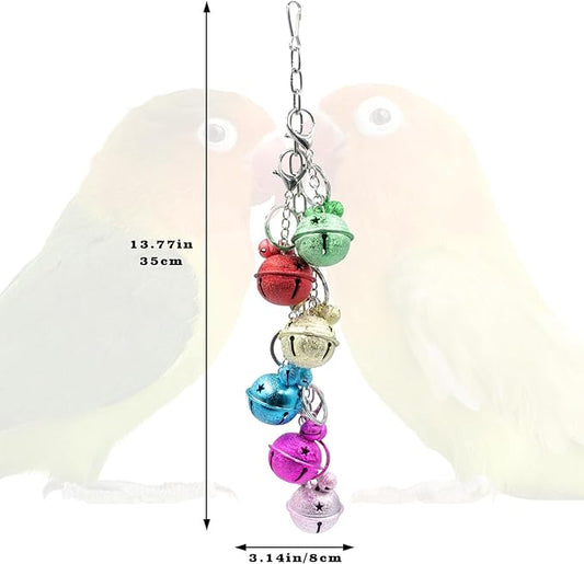 Oooct Bird Swing Bells Toys, Colorful Parrot Metal Bells, Hanging Bird Chewing Toys, Bird Cage Accessories, Suitable for Small to Medium Birds Budgie Lovebirds Conures Parakeets Cockatiels