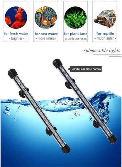 MQ 16 in Submersible LED Aquarium Light, 2.5W Color Changing Fish Tank Light with Remote Control, IP68 Crystal Glass 18 LEDs Lights Bar, for Fish Tank 20-25 inch