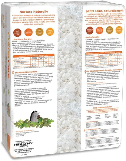 CritterCare Natural Snowflake Paper Small Pet Animal Bedding - Odor Control, Unscented, 99% Dust Free, Super Absorbent, White, 50L, Great for Rabbits, Guinea Pigs, Hamsters, Gerbils, Mice, Rats