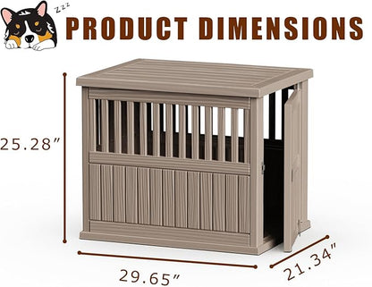 Vixzen Dog Crate Furniture for Small to Large Dogs,Decorative Resin Kennel Indoor,Multifunctional Dog Crate with Locking Buckle,End Table,Durable and Sturdy(Light Brown 29.65 * 21.34 * 25.28)