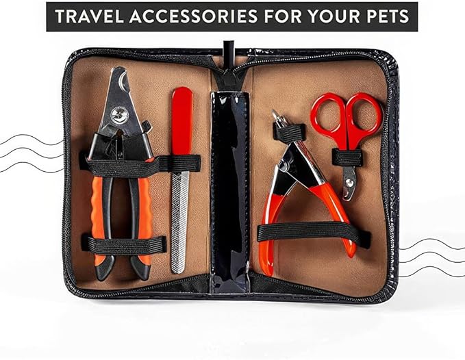 Pet Care Pedicure Kit for Dogs, Cats, Birds and Reptiles - Nail Clippers, File and Scissors Style Clippers Plus Case (3 Nail Clippers Plus Nail File)