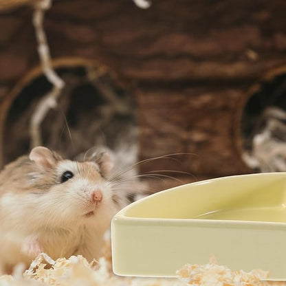 iplusmile Ceramic Hamster Food Bowl, Pet Guinea Pig Water Rat Bowl for Gerbil Mouse Chinchilla Hedgehog Sugar Glider, Yellow