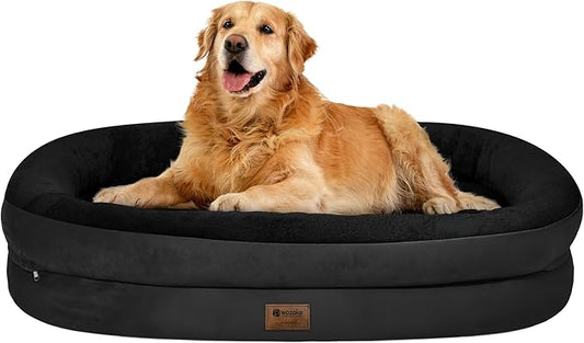 Orthopedic Washable Large Dog Bed: Memory Foam Waterproof Pet Bed with Bolsters - Removable Washable Cover for L XL XXL Large Sized Dog Bed - Non-Slip Bottom - Black