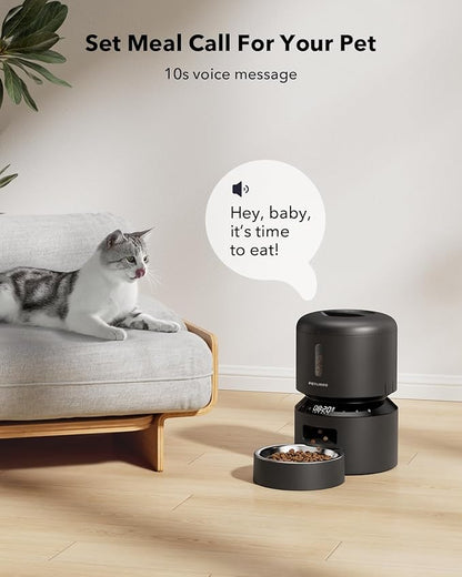 PETLIBRO Automatic Cat Feeder, Automatic Dog Food Dispenser with Freshness Preservation, Timed Pet Feeders for Dry Food, Up to 50 Portions 6 Meals Per Day, Granary Black