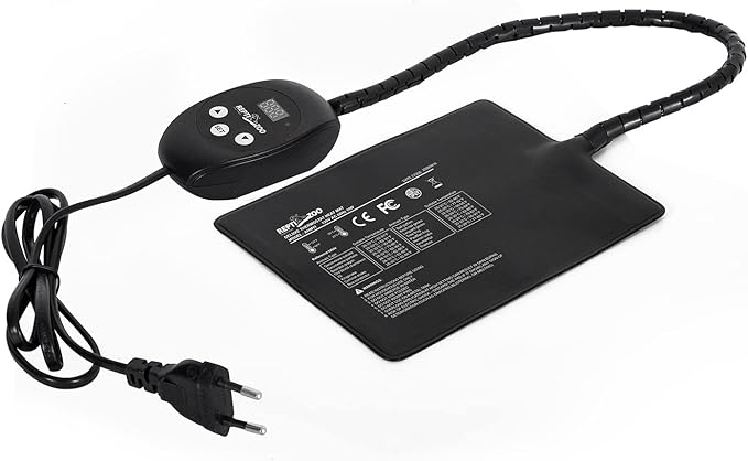 REPTI ZOO Upgrade Reptile Heat Mat with Thermostat - 6 x 8 Inch Reptile Heating Pad with Temperature Control for 10-20 gal Tank Reptiles Amphibians Hermit Crab Snake Lizard
