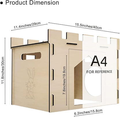 HIIMALEX Large Sturdy Bunny House with Spacious Balcony Hidey Detachable Playhouse for Rabbit Hideout Castle Tower Toys for Indoor Bunnies Guinea Pig Hamster Chinchilla Gerbil