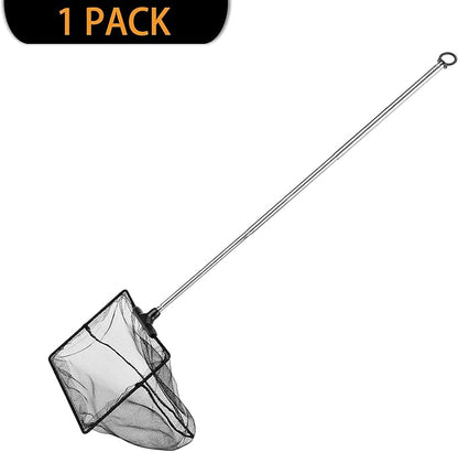 Aquarium Net with Extendable Stainless Steel Long Handle, Fine Mesh for Fish Tank