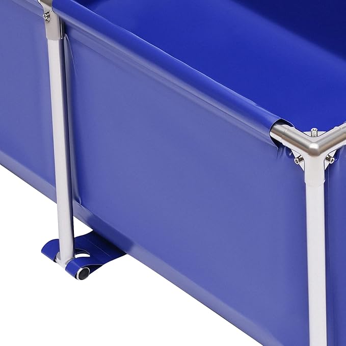 Foldable Fish Aquarium Tank, Canvas Blue Cuboid Small Above Ground Pond With Drain Valve, Portable Koi Breeding Pool, Indoor Outdoor Goldfish Tank, Turtle Ornamental Pool