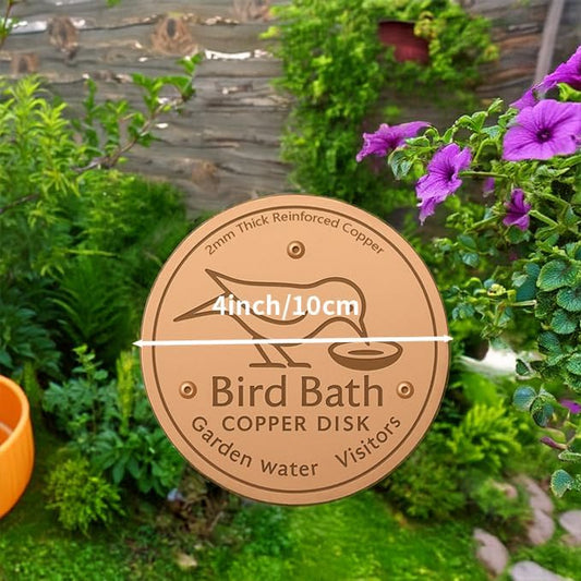 Copper Bird Bath Disc – 99.99% Pure Copper Purification Disk, 0.8mm Thick Insert with Triple-Point Support, Fits Outdoor Birdbath Bowls in Ceramic, Stone, Resin or Metal