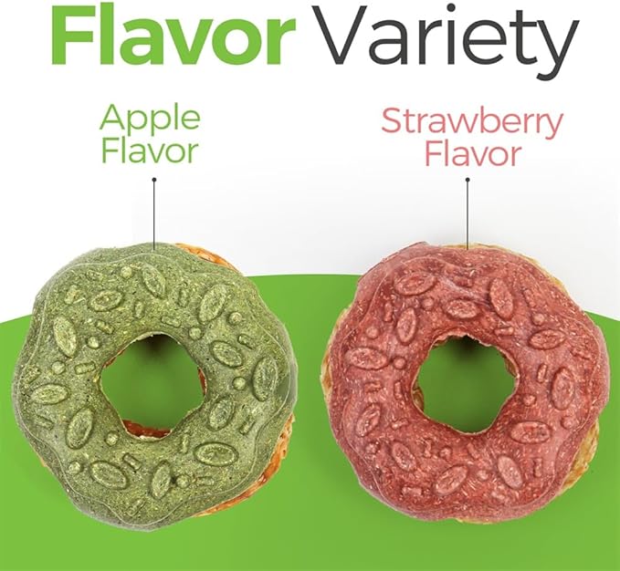 TEEWY Guinea Pig Toys, Prevent Teeth Overgrowth, Natural Vegetables and Timothy Grass, Hamster Chew Toys, Guinea Pig Chew Toys, Chinchilla Toys, 2PCS, Donut-Shaped