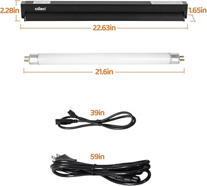 Oiibo UVB Reptile Light, 2PCS HO T5 10.0 UVB Reptile Light Fixture Kit, Connectable UVB Reptile Light for Large Terrarium, 24W Bearded Dragon UVB Light T5 Lamp Bulb