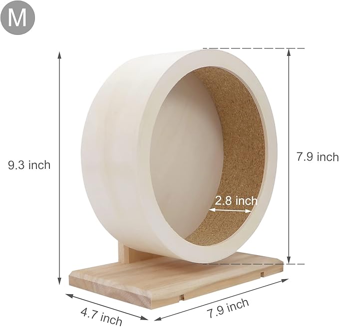 Small Pets Exercise Wheel Hamster Wooden Mute Running Spinner Wheel Play Toy for Rat Gerbil Mice Chinchillas Hedgehogs Guinea Pigs (M)