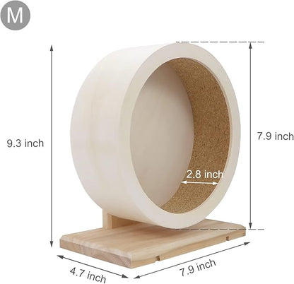 Small Pets Exercise Wheel Hamster Wooden Mute Running Spinner Wheel Play Toy for Rat Gerbil Mice Chinchillas Hedgehogs Guinea Pigs (M)