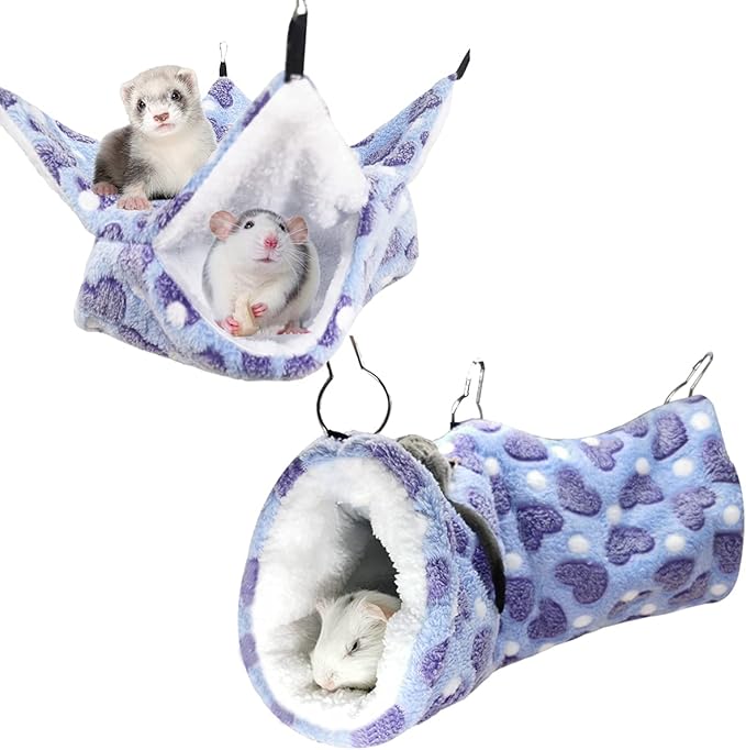 LEFTSTARER Guinea Pig Ferret Rat Hammock Toy Small Animal Cage Accessories Hideout Tunnel & Bunkbed Hammock for Rat Ferret Guinea Pig Hamster Sugar Glider Chinchilla