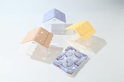 TUTU&LELE Hamster Hideout, Tiny House Nest, Starry Sky Habitat, Plush Cushion Bed for Dwarf Hamsters, Mice, Gerbils to Play, Sleep and Rest (Coffee)