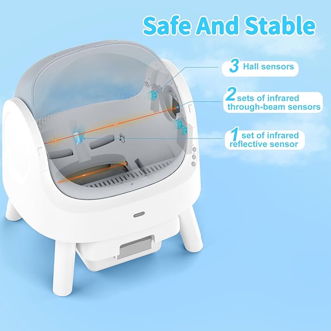 Self Cleaning Cat Litter Box, Automatic Cat Litter Box for Multiple Cats, Integrated Safety Protection with Open-Top Design