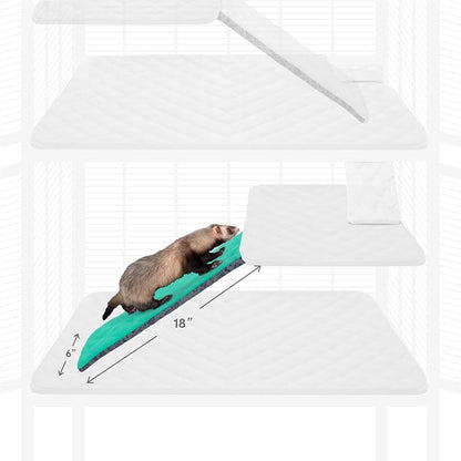 Paw Inspired Fitted Fleece Liner for Ferret Nation, Critter Nation Cage for Ferrets, Rats, Chinchillas, Hedgehogs & Other Small Animals (Green, Ramp Cover)