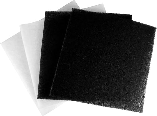 4PCS Upgraded Carbon Fiber and Coarse Pad Replacement Filters, Compatible with Pondmaster Danner 12202, Black and White, Size 12 * 12 Inches