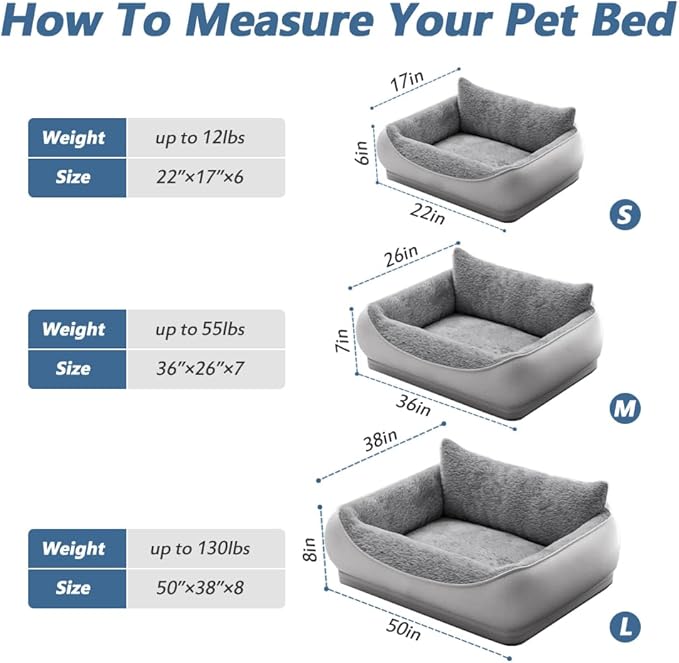 Orthopedic Dog Bed, Removable and Washable, Suitable for Large, Medium and Small Dogs/Puppy Non-Slip, Waterproof, Soft, Warm, Pet Sleeping Sofa Bed (Gray, 22.0''L x 17.0''W x 6.0''Th)