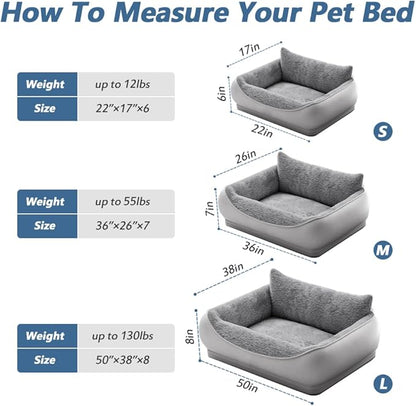 Orthopedic Dog Bed, Removable and Washable, Suitable for Large, Medium and Small Dogs/Puppy Non-Slip, Waterproof, Soft, Warm, Pet Sleeping Sofa Bed (Gray, 22.0''L x 17.0''W x 6.0''Th)