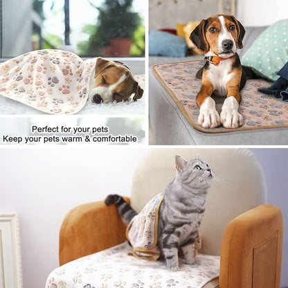 3 Pack Cat and Dog Blanket Soft & Warm Fleece Flannel Sleep Mat, Great Pet Throw for Puppy, Cats, Small, Medium & Large Dogs(Large 40" x 30")