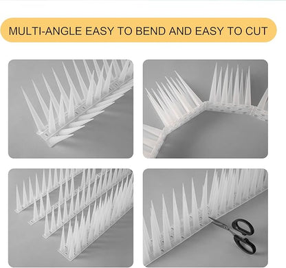 OFFO Bird Spikes Pigeon Outdoor Spikes for Cat Keep Birds Raccoon Woodpecker Away Covers 8 Feet(2.44m), Frosted White