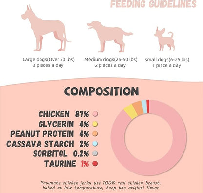 Dog Treats Chicken Jerky Rings, Rawhide-Free Grain-Free Real Dried Tenders Natural Chicken Breast Dog Chewy Training Snacks for Small Medium Large Dogs Large Pack, 10.6 oz