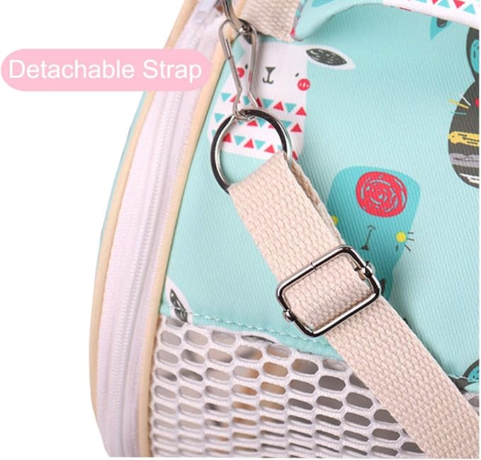 Small Pet Carrier Bag Portable Travel Carrier for Hamster Rat Baby Guinea Pig Sugar Glider Hedgehog Small Birds (M, Green)