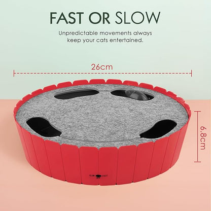 Pawaboo Interactive Cat Toy with Running Mouse, Electronic Motion Cat Toy Automatic Teaser for Indoor Cats, Pop and Play Hide Seek Cats Toys Hunting Mouse for Pet Cats Kitten Play Fun Exercise, Red