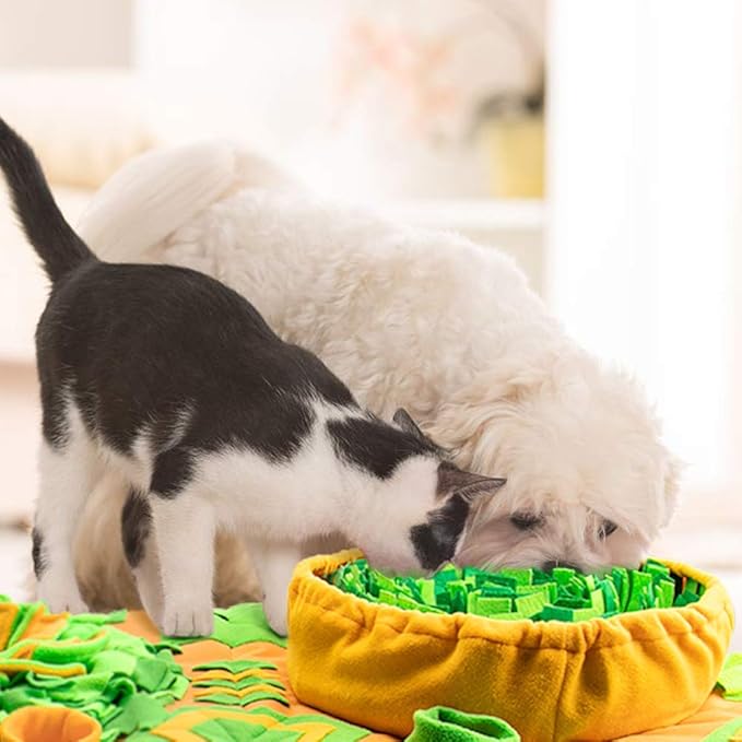 AWOOF Large Dog Snuffle Mat, Interactive Feeding Mat, 34.6 in x 19.6 in, Squeaker and Crinkle Paper, Non-Slip, Easy to Clean