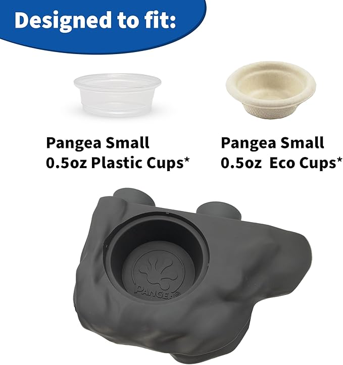 Pangea Silicone Gecko Feeding Ledge - Magnetic Mini Food Dish for Reptile Tank - 4.125" x 2.625" x 1.18" - Fits 0.5oz Cups (Black)