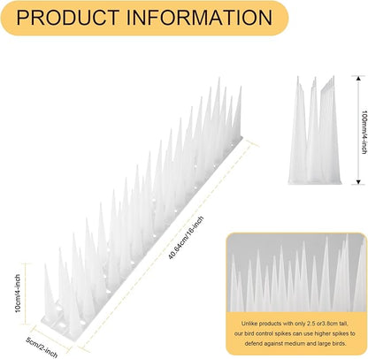 OFFO Bird Spikes Pigeon Outdoor Spikes for Cat Keep Birds Raccoon Woodpecker Away Covers 8 Feet(2.44m), Frosted White