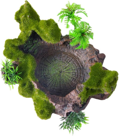 QIRMIZI Reptile Decor, Plastic Reptile Platform with Artificial Plants - Basking Habitat Decor for Lizard, Turtle, Frog, Snake