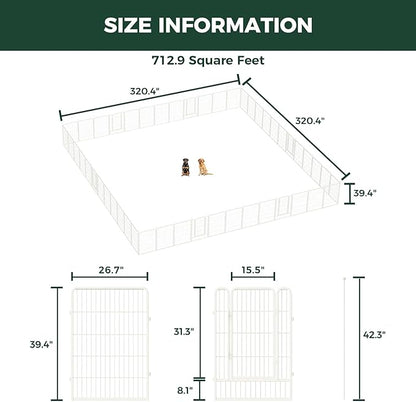 FXW Rollick Unleashed Dog Playpen for Indoor, Yard, RV Camping, 40 inch 48 Panels for Medium and Large Dogs, White│Patented