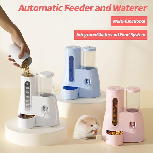 2-in-1 Hamster Water Bottle & Food Dispenser - Leak-Resistant Design for Glass/Wire Cages (120ml/4oz BPA-Free + Double Seal Nozzle) Dwarf Hamster & Mice Essentials (Pink, 6.3×5.1×4.3)