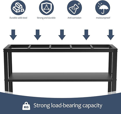 Black Fish Tank Stand Metal Aquarium Stand 55-75 Gallon Aquarium Turtle Tank 48.4" x 14.8" x 29.1" Breeder Reptile Tank Stand