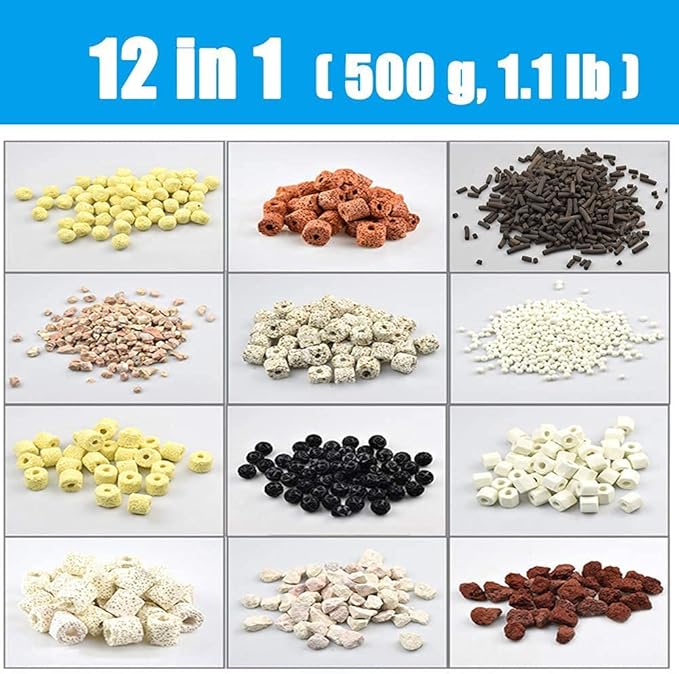 GOLDEAL Bio Balls Ceramic Rings Set, Aquarium Biological Filter Media with Mesh Bag for Fish Tank and Pond, Fish Tank Filter, Decorations, Accessories (1.1lb,1Pack)